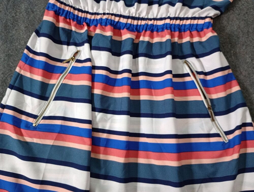 Speed Control New York Women's XL Striped Dress Sleeveless Elastic Waist Pockets - Picture 11 of 11